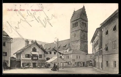 AK Zell am See, Partie am MArktplatz