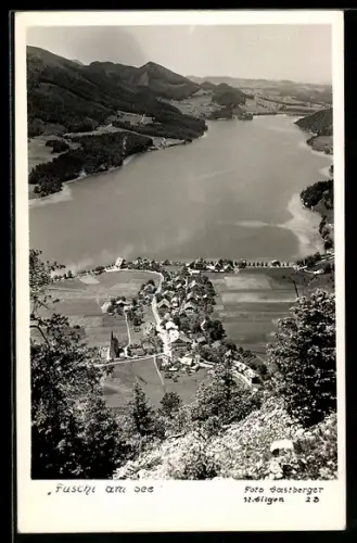 AK Fuschl am See, Ortsansicht mit See aus der Vogelschau