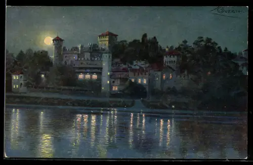 Künstler-AK G. Guerzoni: Torino, Castello Medioevale sul Po