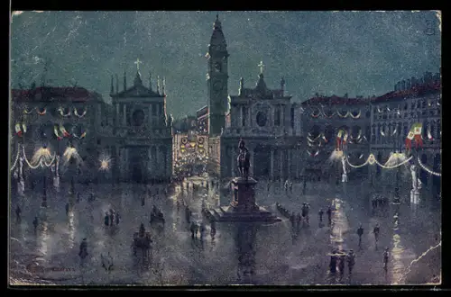 Künstler-AK G. Guerzoni: Torino, Piazza San Carlo
