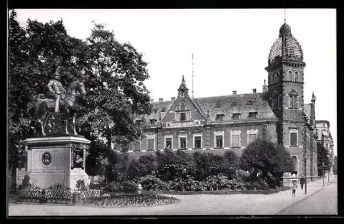 AK Glogau, Kaiser-Wilhelm-Denkmal am Postamt