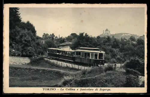 AK Torino, La Collina e funicolare di Superga, Bergbahn