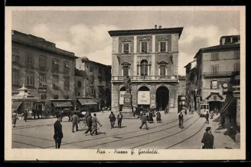 AK Pisa, Piazza G. Garibaldi, Strassenbahn