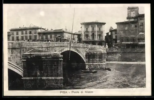 AK Pisa, Ponte di Mezzo, Strassenbahn