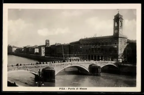 AK Pisa, Ponte di Mezzo, Strassenbahn