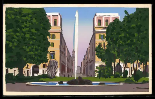 Künstler-AK Handgemalt: Torino, Via Roma, Schablonenmalerei