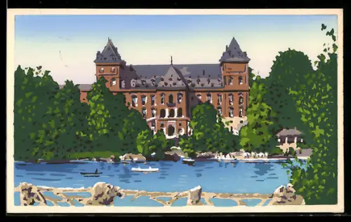 Künstler-AK Handgemalt: Torino, Castello del Valentino, Schablonenmalerei