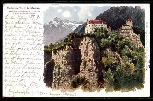 Künstler-AK F.A.C.M. Reisch: Meran, Schloss Tirol