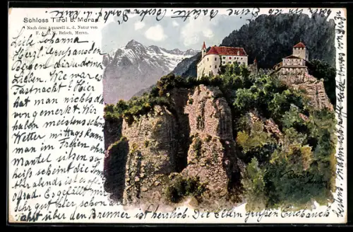 Künstler-AK F.A.C.M. Reisch: Meran, Schloss Tirol