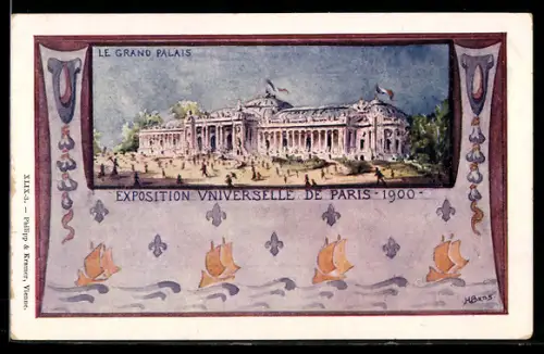 Lithographie Paris, Exposition universelle de 1900, Le Grand Palais