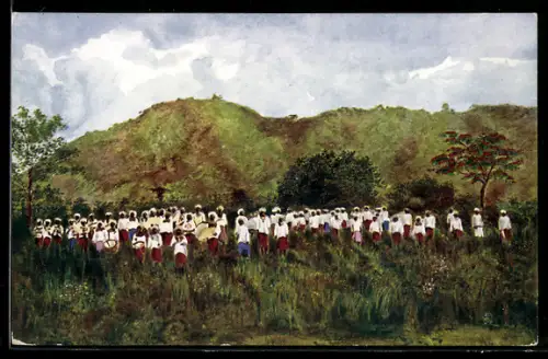 AK Magila, People drilling, Missionar