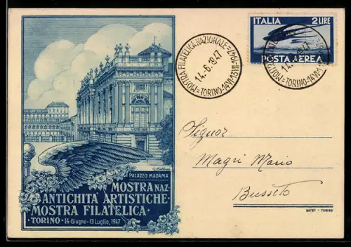 AK Torino, Mostra naz antichita artistiche mostra filatelica, Ausstellung