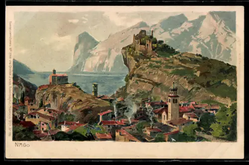 Künstler-AK Zeno Diemer: Nago, Totalansicht aus der Vogelschau