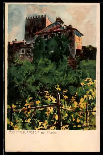 Künstler-Lithographie Zeno Diemer: Schloss Turnstein, Sommerliches Motiv