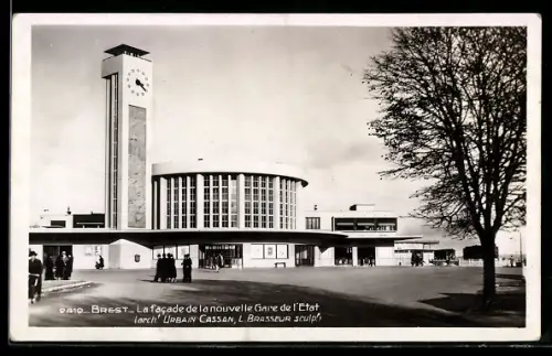 AK Brest, La facade de la nouvelle Gare de l`Etat, Bahnhof