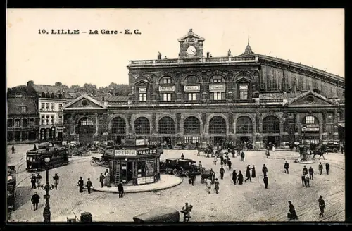 AK Lille, La Gare, Bahnhof