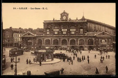 AK Lille, La Gare, Bahnhof