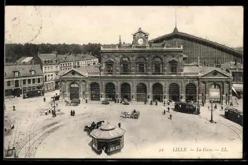 AK Lille, La Gare, Bahnhof