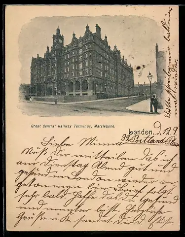 AK London, Great Central Railway Terminus, Marylebone, Bahnhof