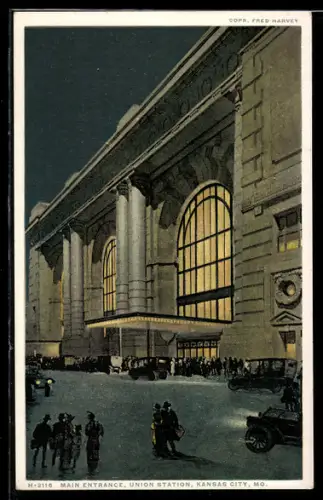 AK Kansas City, MO, Main Entrance of Union Station, Bahnhof