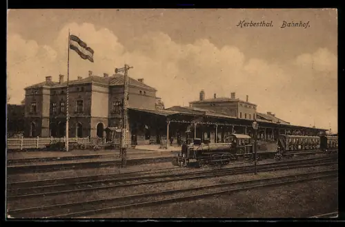 AK Herbesthal, Bahnhof mit Bahnsteig