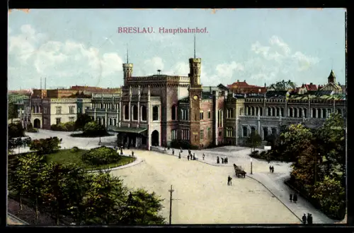 AK Breslau, Blick zum Bahnhof