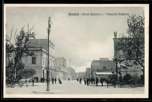 AK Brindisi, Corso Umberto I, Piazzale Stazione, Bahnhof