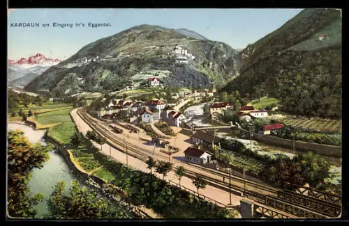 AK Kardaun, Veduta panoramica all`ingresso della Val d`Ega, Bahnhof