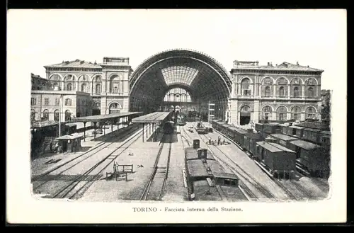 AK Torino, Facciata interna della Stazione, Bahnhof
