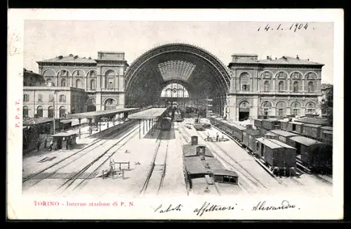 AK Torino, Interno stazione di P. N, Bahnhof