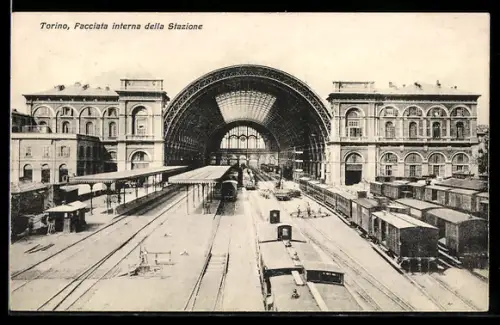 AK Torino, Facciata interna della Stazione, Bahnhof