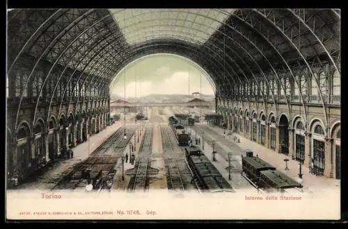 AK Torino, Interno della Stazione, Bahnhof