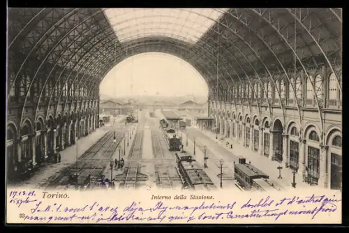 AK Torino, Interno della Stazione, Bahnhof