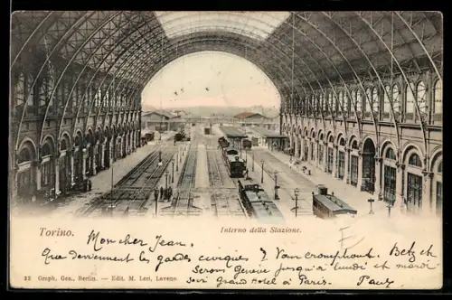AK Torino, Interno della Stazione, Bahnhof