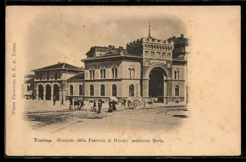 AK Torino, Stazione della Ferrovia di Rivoli, architetto Beria, Bahnhof