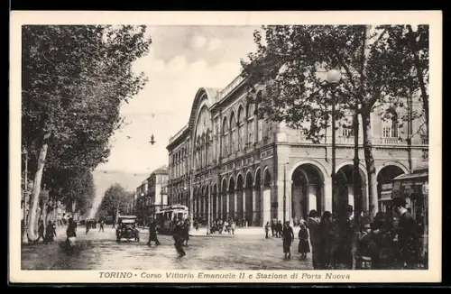 AK Torino, Corso Vittorio Emanuele II e Stazione di Porta Nuova