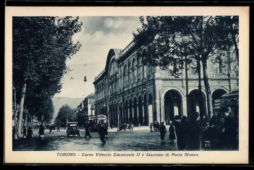 AK Torino, Corso Vittorio Emanuele II e Stazione di Porta Nuova
