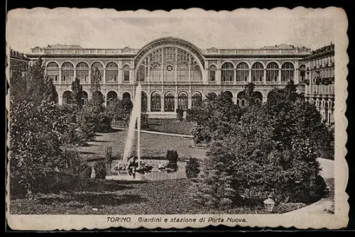 AK Torino, Giardini e stazione di Porta Nuova