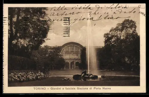 AK Torino, Giardini e facciata Stazione di Porta Nuova
