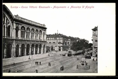 AK Torino, Corso Vittorio Emanuele, Monumento a Massimo D`Azeglio