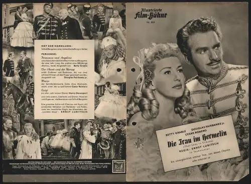Filmprogramm IFB Nr. 819, Die Frau im Hermelin, Betty Grable, Douglas Fairbanks Jr., Cesar Romeo, Regie: Ernst Lubitsch