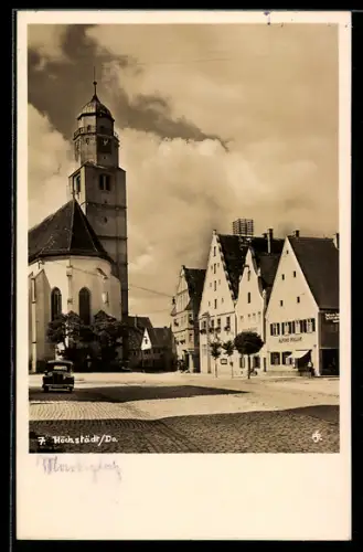 AK Höchstädt /Do., Strassenpartie vor der Kirche