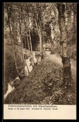 AK Bad Urach, Falkensteinerhöhle mit Elsachausfluss