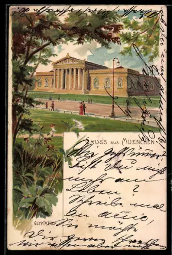 Künstler-AK München, Partie an der Glyphothek