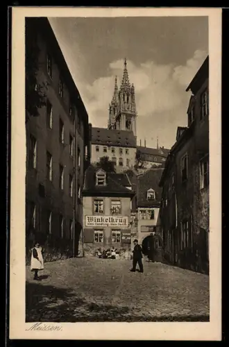 AK Meissen, Gasthaus Winkelkrug von der Strasse gesehen