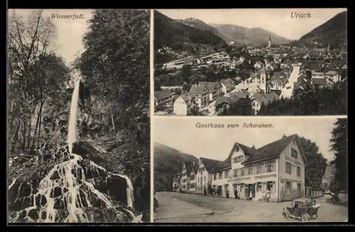 AK Bad Urach, Gasthaus zum Schwanen, Wasserfall