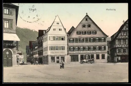 AK Bad Urach, Partie am Marktplatz mit Gasthof zur Krone von Louis Haas
