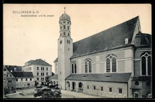 AK Dillingen a. D., Stadtpfarrkirche mit St. Joseph