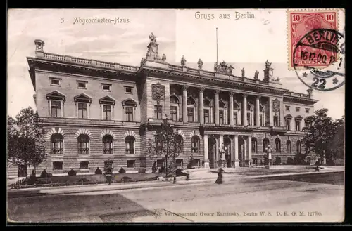 AK Berlin, Abgeordnetenhaus mit Strassenpartie, Prinz-Albrecht-Strasse