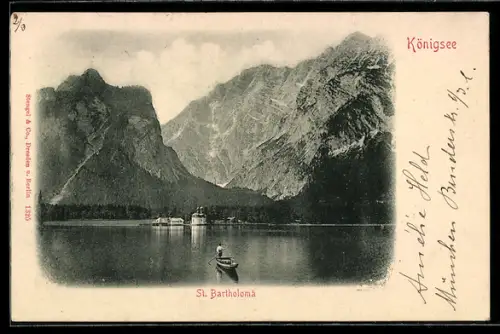AK St. Bartholomä, Königsee mit Alpengipfeln